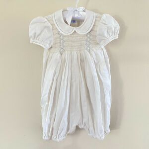 Pili Carrera Smocked Smocked White Romper 18 Months